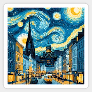 Helsinki, Finland, in the style of Vincent van Gogh's Starry Night Sticker